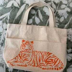 MOVING SALE | Canvas Tote Bag with Orange Tiger Print